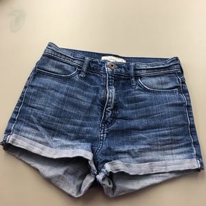 High waisted denim look shorts